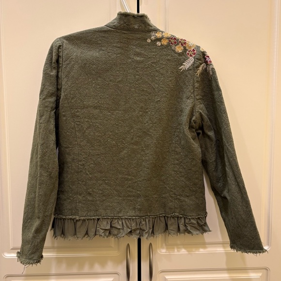 Sundance Womens Tonala Olive Fringed Embroidered Lined Jacket NWOT S/M* Boho - Picture 2 of 8